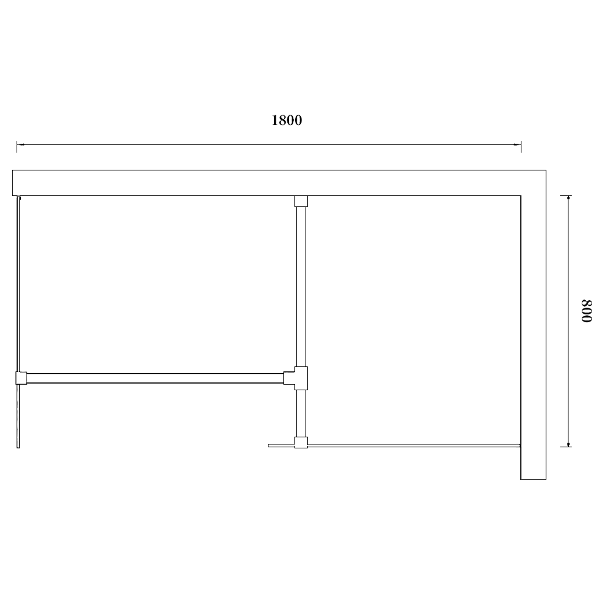 Sch&eacute;ma dimensions - Paroi de douche EXTATY 3